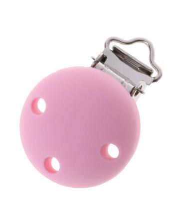 Schnuller clip fogun 1 piece of pacifier clips set made of silicone and metal 3x4.5cm silicone pacifier chains clips/dummy nipple holder for baby and child (pink)