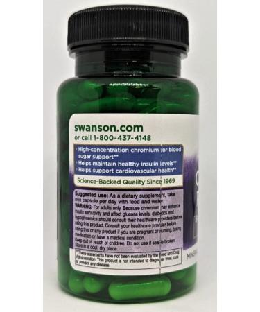 Swanson Chromium Picolinate Supplement - Promotes Metabolism & Weight Management - Supports Healthy Blood Sugar - 100 Capsules, 200mcg - Buy Online on GoSupps.com