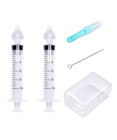 2PCS Nasal Irrigator Syringe for Baby  Professional Baby Nasal Aspirator Portable Infant Nose Cleaner with Baby Nasal Tweezers for Nasal Irrigation Nasal Hygiene (2-Transparent)