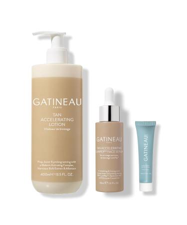 Gatineau - Tan Accelerating Lotion Lumipep Face Serum & Hydra Aura Water Cream Enhance Natural Tanning for Face and Body Hydrating Trio Accelerating & Hydration Trio