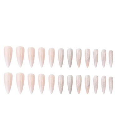 Justotry 24-Piece Marble Stiletto Nails - Peach French Press-On Artificial Nails for Women | Swirl Almond Art Design - Buy Online on GoSupps.com