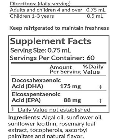 Dr. Fuhrman DHA+EPA Purity Omega-3 Liquid Supplement | Citrus Flavor | Lab-Grown Algae | Contaminant-Free | Vegan | 60 Servings - Buy Online on GoSupps.com