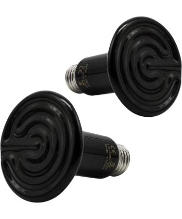 100W 2PACK Black Ceramic Heat Lamp Bulb Infrared Reptile Heat Emitter Bulbs Heater Lamp for Pet Brooder Coop Chicken Lizard Bearded Dragon Turtle Snake Aquarium No Light No Harm (100W-2PCS) - Buy Online on GoSupps.com