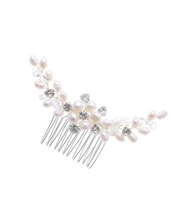 Ipetboom Rhinestone Bridal Comb Hair Comb Bridal Headpiece Crystal Headpiece Crystal Headdress Hair Pearls Bridal Pearl Headwear Honey Brows Hair Accessories Rhinestones Bride Abs