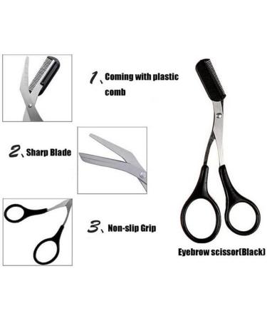Professional Eyebrow Scissors Eyebrow Trimmer Eyebrow Remover Shaping Cut Comb Eyebrow Shaving Scissors Comb Hair Remover Beauty Tool with Non Slip Finger Grips for Men Women - Buy Online on GoSupps.com
