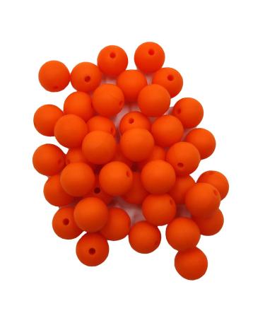 50pcs Orange Peel Color Silicone Round Beads Sensory 15mm Silicone Pearl Bead Bulk Mom Necklace DIY Jewelry Making Decoration