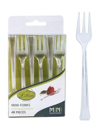 Lillian Tablesettings Mini Fork | Clear | Pack of 48 Plastic Serve-ware, 11 x 10 x 1 inches Forks