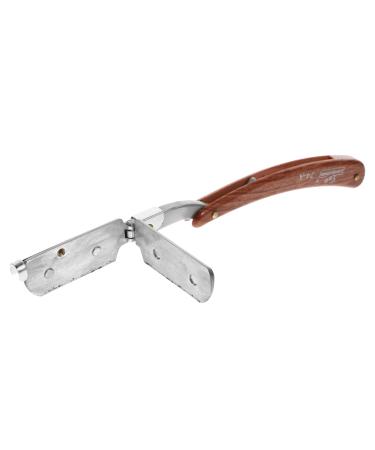 Vintorky mustache razor razor travel barschneider face hair splinters scissors razor blades men manual earth color handling blushing wood handle man metal stainless steel