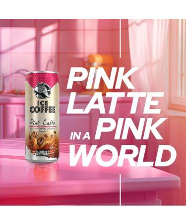 HELL Ice Coffee Pink Latte | dition limit e | Saveur fraise et chocolat blanc | Lot de 24 canettes de 250 ml | 40 mg/100 ml de caf ine | Contient des extraits de caf arabica | Pr t boire Chocolat blanc et fraise 250 ml (Lot de 24) - Buy Online on GoSupps.com