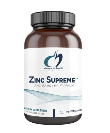 Designs for Health Zinc Supreme - 30mg Zinc Bisglycinate Chelate Supplement with Cofactors Taurine, Vitamin B6, B2 + Molybdenum - Immune Support Supplement - Vegan + Non-GMO (90 Capsules) Standard Packaging