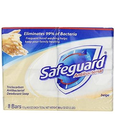 Safeguard Antibacterial Beige Bar Soap, 4 Ounce 8 Bars