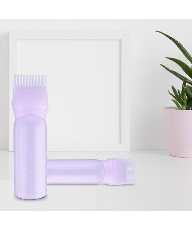 WLLHYF 2 Pack Root Comb Applicator Bottle 6 Ounce Hair Dye Bottle Brush Hair Oil Squeeze Bottles Plastic Hair Root Comb Color Applicator with Graduated Scale (Purple) - Buy Online on GoSupps.com
