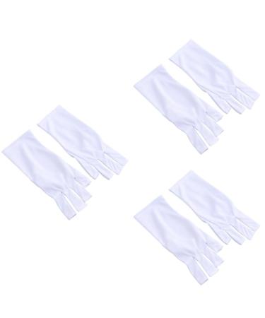 Healeved Manicure Glove 3 Pairs Uv Shield Glove Gel Manicure Gloves Cotton Glove Anti Uv Glove Chinese Wooden Pillow Nail Silicone Ear Display Half-Finger Gloves White Anti-uv Cotton Gloves