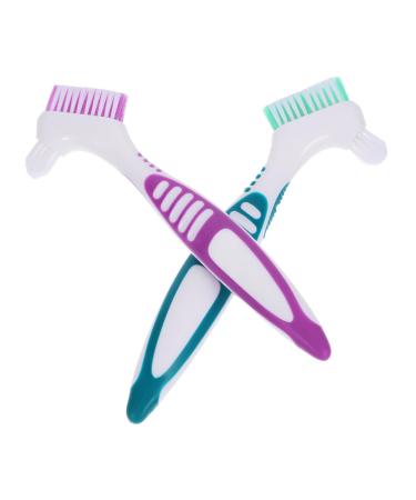 Hapinary 2 pieces prosthesis cleaning brush double -sided prosthesis toothbrush prosthesis cleaning toothbrushes prosthesis cleaner prosthesis brush toothbrush double heads prosthesis brush