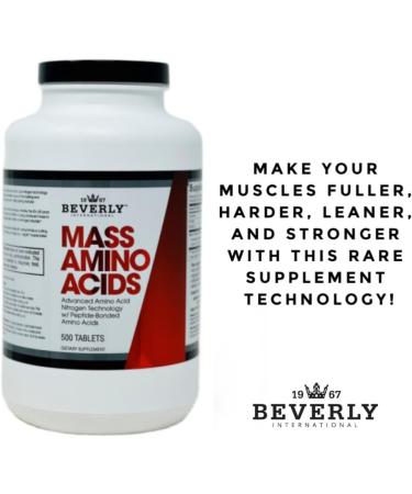 Beverly International Mass Amino Acids - 500 Tabs | Essential for Muscle Recovery & Repair | Pre/Post Workout Supplement | Complete Amino Acid Profile - Buy Online on GoSupps.com