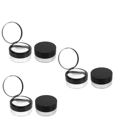 WOONEKY 6 Pcs Elastic Mesh Loose Powder Box Powder Case with Mirror DIY Powder Case Empty Portable Abs Black