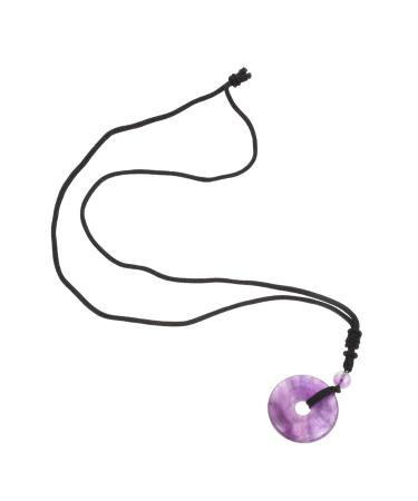 Fomiyes necklace with safety buckle necklace trailer women jewelry necklace chinese trailer slices necklace healing men and women crystal adorn violet amethyst 3x3x1cm purple