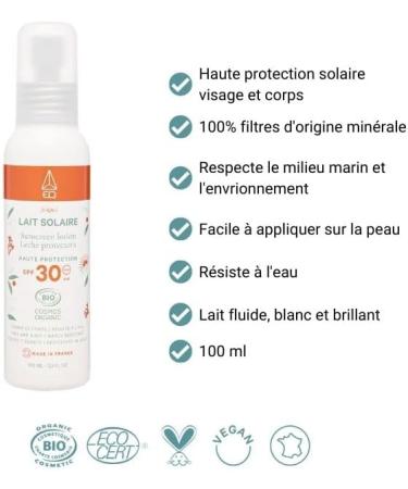 EQ Sun Milk SPF30-100 ml High Sun Protection Certified Organic by Ecocert - Buy Online on GoSupps.com