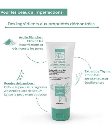 CYTOLNAT - Cytolac Mattifying Scrub - Care for sensitive combination to oily skin - Eliminates imperfections - Reduces excess sebum - 75ml - Buy Online on GoSupps.com