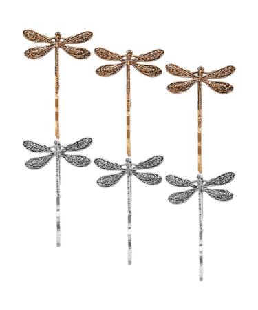 FRCOLOR 6 Pieces Vintage Dragonfly Hair Clips Dragonfly Hair Pins Dragonfly Hair Pins Side Clips Dragonfly Hair Clips For Women