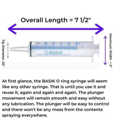 Basik Silicone O Ring Syringes 60cc Catheter Tip - 2 Pack | Reusable & Easy Plunger Glide | Enteral Feeding Friend - Buy Online on GoSupps.com