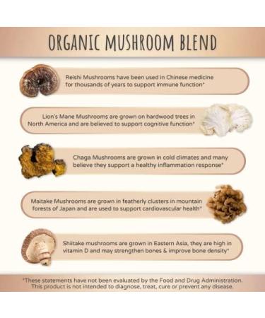 FeelGood Superfoods Mushroom Supplement Capsules 1000mg - 60 Count | Lions Mane, Reishi, Chaga, Maitake, Shiitake | Nootropic Brain Pills & Immune Booster - Buy Online on GoSupps.com