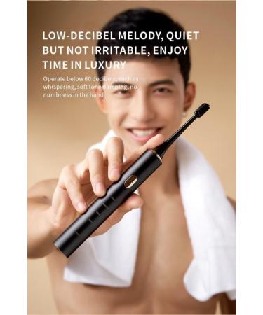 Rechargeable Electric Toothbrush with Medium-Soft Bristles Wireless Charging 4 Modes & Smart Timer - Black - Buy Online on GoSupps.com