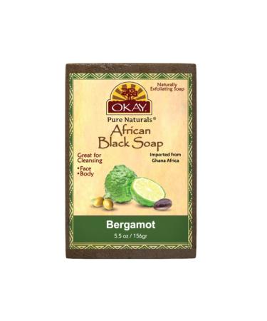OKAY Pure Naturals AFRICAN BLACK SOAP BERGAMONT 5.5oz / 156gr Bergamot 5.5 Ounce (Pack of 5.5)