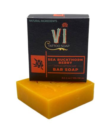 VI Tattoo Soap Sea Buckthorn Berry Tattoo Cleansing Bar Soap  Unscented Natural Tattoo Aftercare Soap Bar For New Tattoos  Gentle  Made For All Skin Types  4oz bar Sea Buckthorn Berry 4 Ounce (Pack of 1)