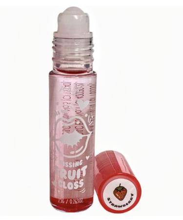 Amuse Cosmetics Roll On Rollerball Kissing Fruit Lip Gloss Strawberry Apple Grape Cherry Peach Orange Gum (Strawberry)