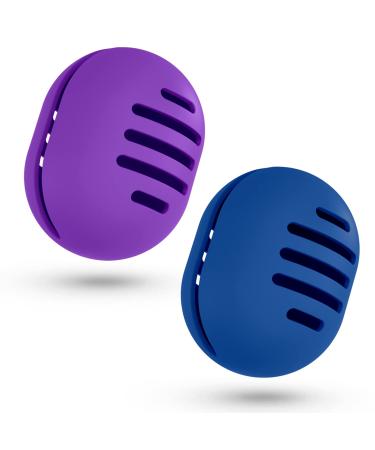 Fauxomor make-up sponge holder 2 pieces breathable silicone beauty blender travel bag for all sizes of make-up sponge sustainable portable cosmetic tool blue+purple 1 piece (2-pack) C-blue+purple