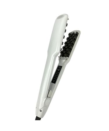 Negative Ion Volumizing Hair Iron Quick Heating Dual Use Hair Crimper and Curler Grid Design for Beautiful Curls Multifunctional Hairstyling Tool with Tourmaline (US US Plug