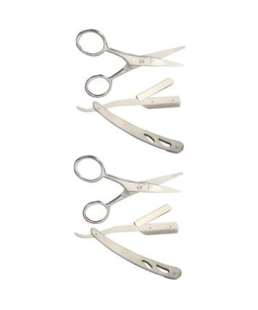 Fomiyes 4 pieces mustache stainless steel inoxlm Beard trimmers set Ice Eisend razor razor from stainless steel hairdresser shaving shaving shaving blades old -fashioned shaving