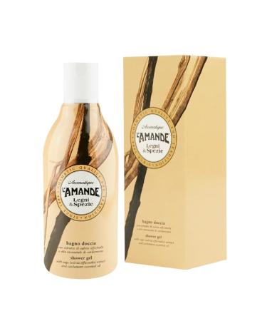L'Amande L'AMANDE - Foaming bath for men and women with notes of Ambra and citrus shower gel body wash with sage cardamom and cedar delicate shower with purifying action - Gift ideas 250 ml