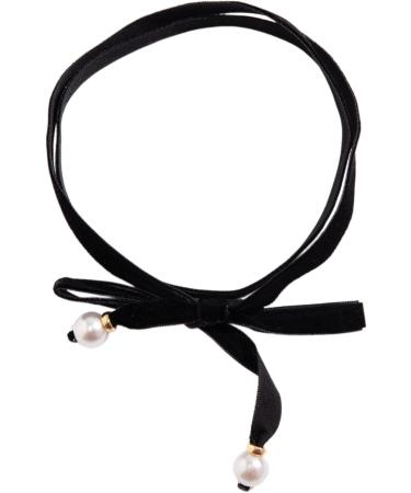 Oralgo Simple Pearl Neck Band with Bow - Elegant Women's Collarbone Necklace | Long Lacing Fashion Jewelry - Buy Online on GoSupps.com