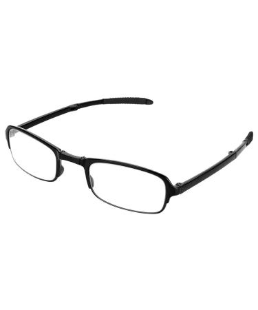 Reading glasses foldable portable clip nose reading glasses presbyopia glasses folding keychain case unisex portable light foldable ultra -thin black read black glasses (2.5)