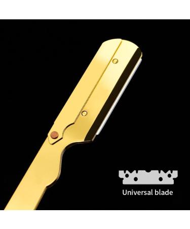 Manual Razor with Folding Handle - Barber Shaving Tool & Hair Clipper - Golden Finish (No Shaving Disc) - Buy Online on GoSupps.com
