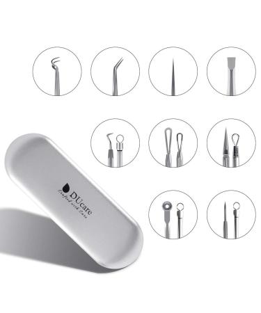 DUCare Blackhead Remover Tools Set - 9 Pcs Pimple Popper Kit with Metal Case for Blackheads, Pimples, Zit Removal - Whitehead Extractor Tools - Buy Online on GoSupps.com
