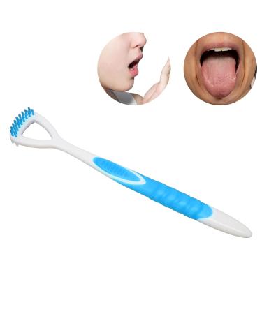 Ergonomic Tongue Scraper & Brush for Fresh Breath | Best Mouth Care Tool to Remove Plaque (Blue) - Buy Online on GoSupps.com