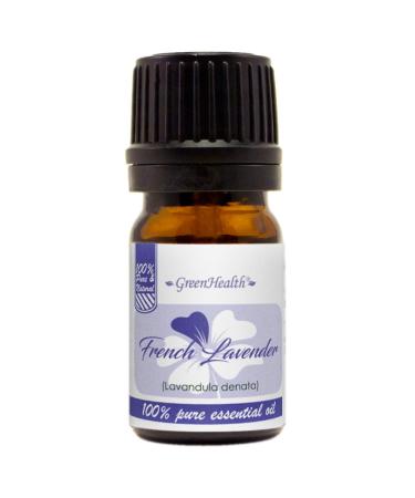 GreenHealth French Lavender Essential Oil 1/6 fl oz (5 ml) Glass Bottle 100% Pure & Uncut French Lavender Oil for Diffusers Aromatherapy Candles Soaps & DIY