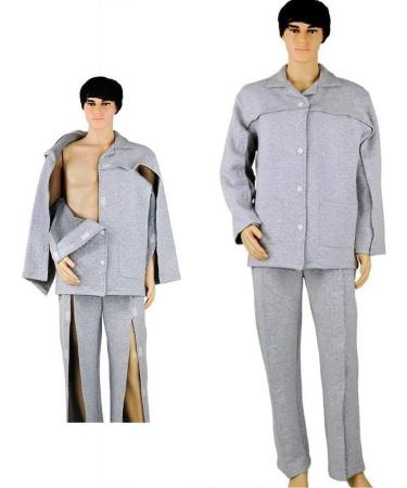 Patient Care Clothes Easy to Wear Cotton Suitable for Postoperative Rehabilitation of Fractures Patient Hospital/Home Care(Medium)