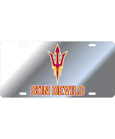 Elite Fan Shop NCAA Mirrored Acrylic License Plate Silver Arizona State Sun Devils Silver One Size