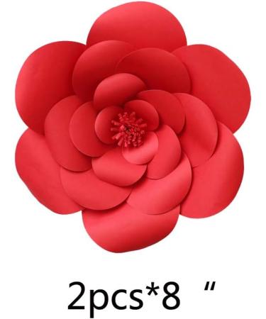 2pcs 8inch Paper Flower Backdrop Decoration Party Paper Flower Wedding Rose Flower Wall Backdrop DIY Paper Handmade Craft for Nursey Baby Shower Birthday Home Decor (8inch  Ruby Red) 8 in Ruby Red - Buy Online on GoSupps.com