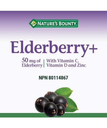 Nature's Bounty Elderberry Gummies with Vitamin C Vitamin D and Zinc Helps to support immune function 60 Gummies - Buy Online on GoSupps.com
