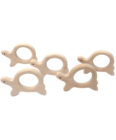 Wendysun 3pcs Lovely Cartoon Wood Teether Pure Natural Animal Tortoise Shape Baby Teething Nursing Beech Teether Baby DIY Pendant Toy (3pcs) - Buy Online on GoSupps.com