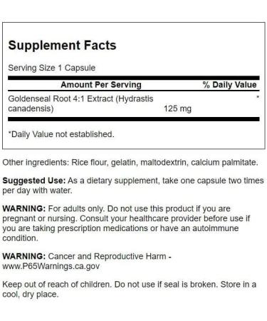 Swanson Goldenseal Root 125mg - 100 Capsules | Herbal Supplement - Buy Online on GoSupps.com