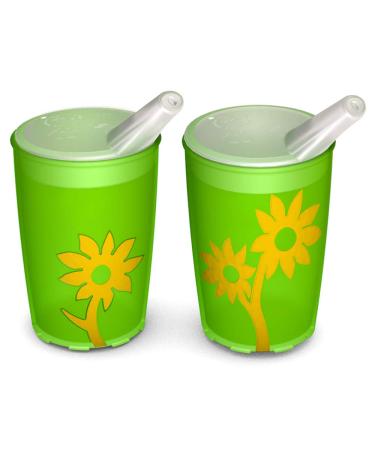 Ornamin mug with anti-slip flower 220 ml green/yellow and beak attachment 2 Set (model 820 + 806)/beak cup drinking cup children's cup green/yellow transparent