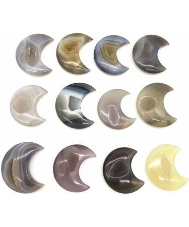 Natural Agate Geode Moon Shaped Crystal Cluster Half Moon Agate Geode Carved Crystal Stones Reiki Natural Stones and MineralsCrystal Stone Crystal Reiki - Buy Online on GoSupps.com