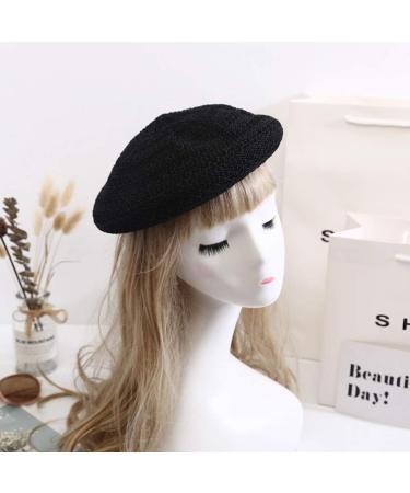 VALICLUD Black Straw Beret - French Style Hollow-Out Artist Hat for Women - Buy Online on GoSupps.com