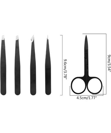 5-Part Stainless Steel Tweezers Set for Eyebrows & Ingrown Hair - Precision Tweezers with Travel Case - Buy Online on GoSupps.com